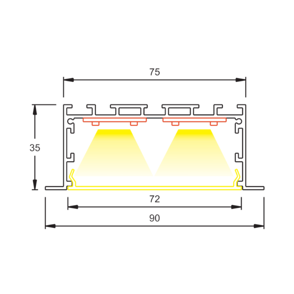 Profil Einbauleuchte H Line L5 | Lichtplanung Stiller