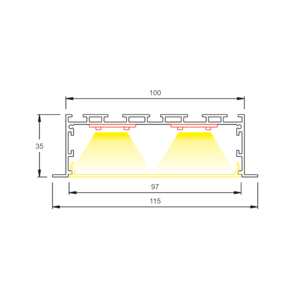 Profil Einbauleuchte H Line L6 | Lichtplanung Stiller